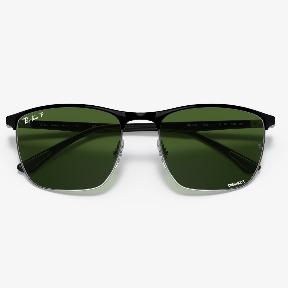 Ray-Ban Men’s Black Frame Sunglasses with Green Lenses